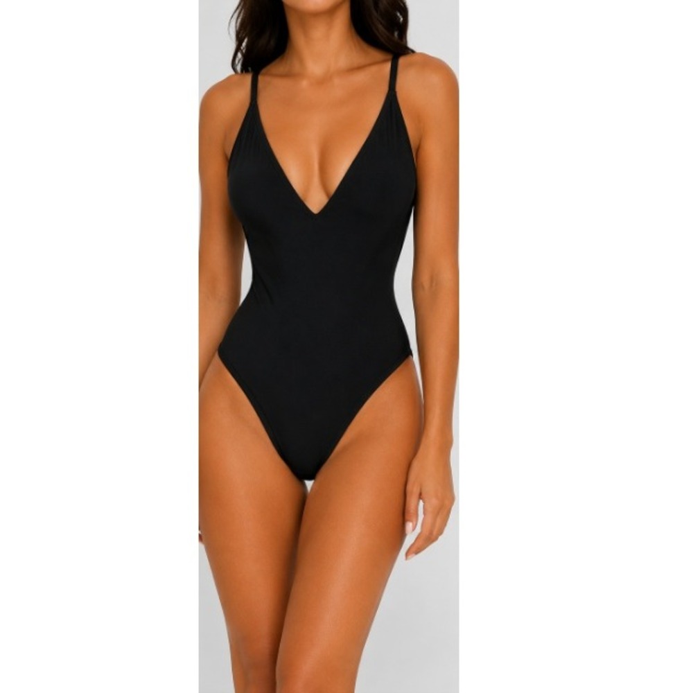 TA3 Women's Black Mega Plungey PushUp Thong One Piece Swimsuit Size XS Short NWT